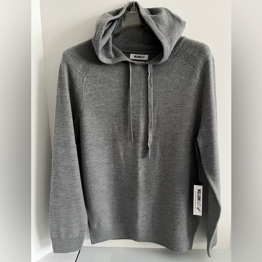 William Rast 100% Extra Fine Merino Wool Blend Hooded Long Sleeve Sweater